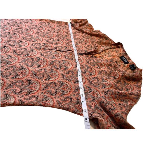 New York & Company Paisley Tunic Top XL Pink Coral Boho Blouse 3/4 Sleeve Career - Picture 6 of 8